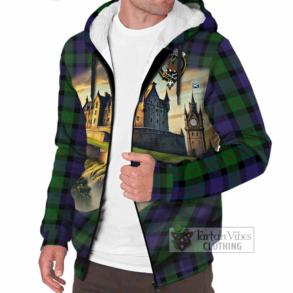 Tartan Vibes Clothing Blair Tartan Family Crest Sherpa Hoodie with Scottish Ancient Castle Style