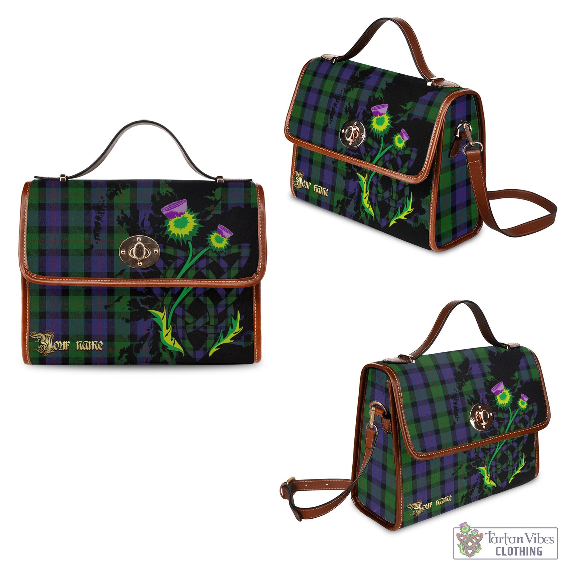 Tartan Vibes Clothing Blair Tartan Waterproof Canvas Bag with Scotland Map and Thistle Celtic Accents