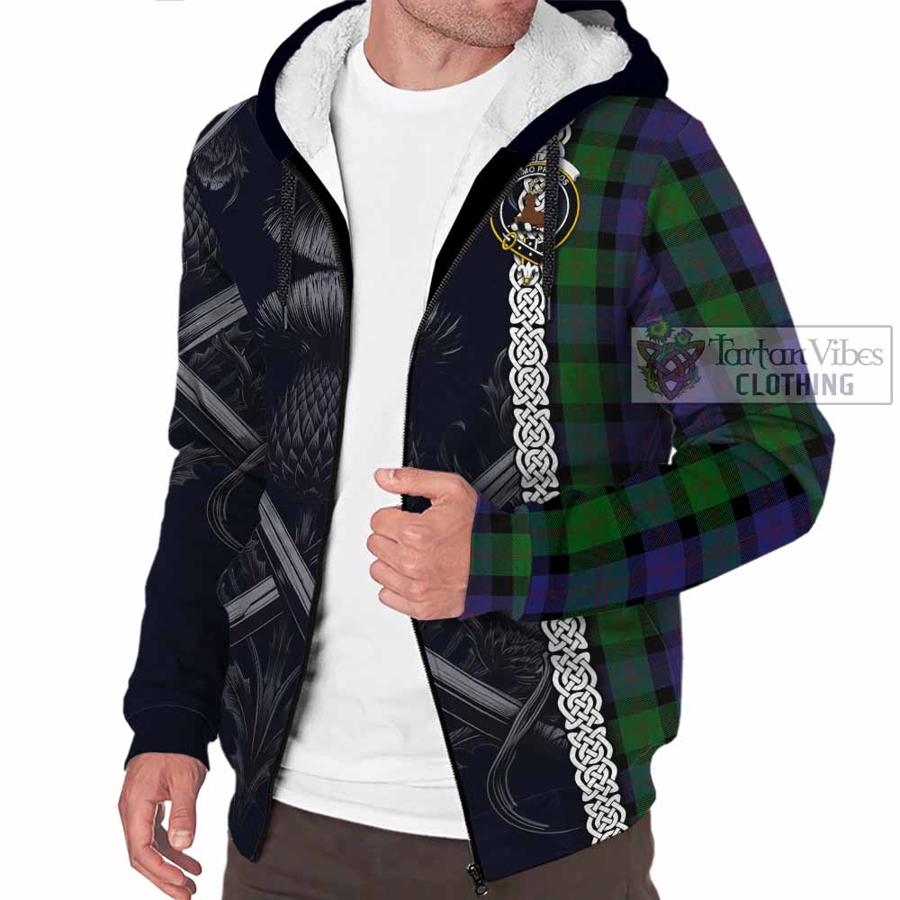 Tartan Vibes Clothing Blair Tartan Sherpa Hoodie with Family Crest Cross Sword Thistle Celtic Vibes