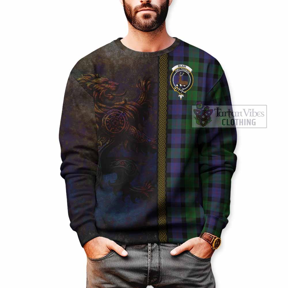 Tartan Vibes Clothing Blair Tartan Family Crest Sweatshirt Alba Gu Brath Be Brave Lion Ancient Style