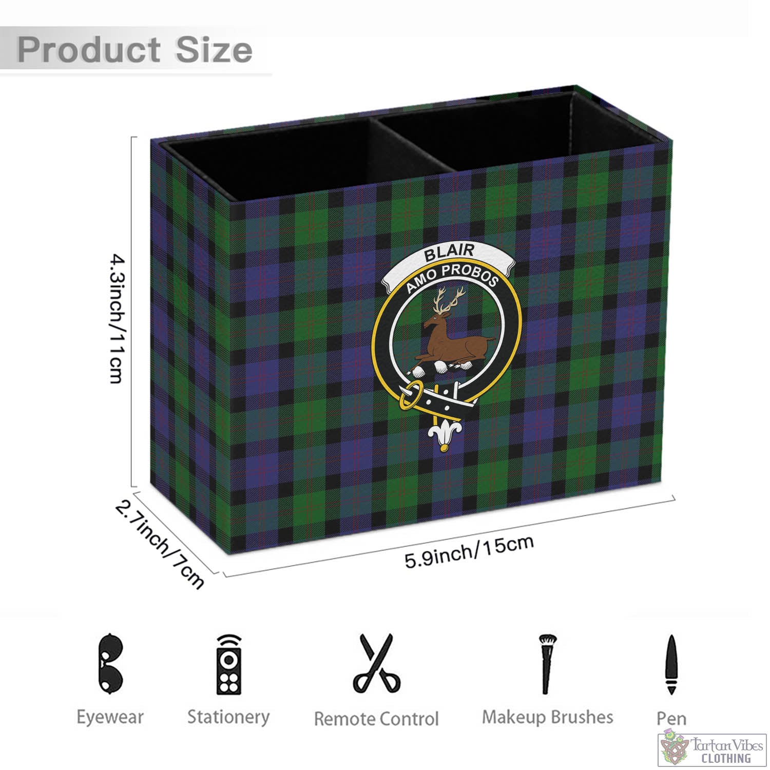 Tartan Vibes Clothing Blair Tartan Pen Holder with Family Crest