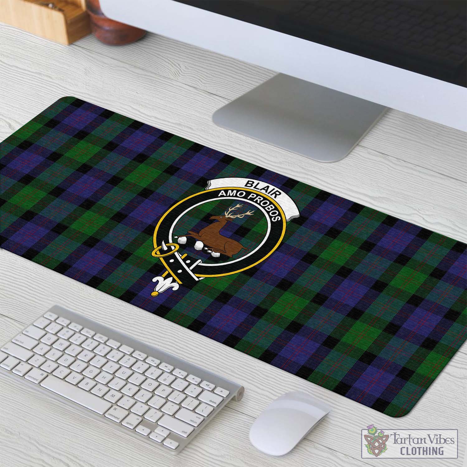 Tartan Vibes Clothing Blair Tartan Mouse Pad with Family Crest