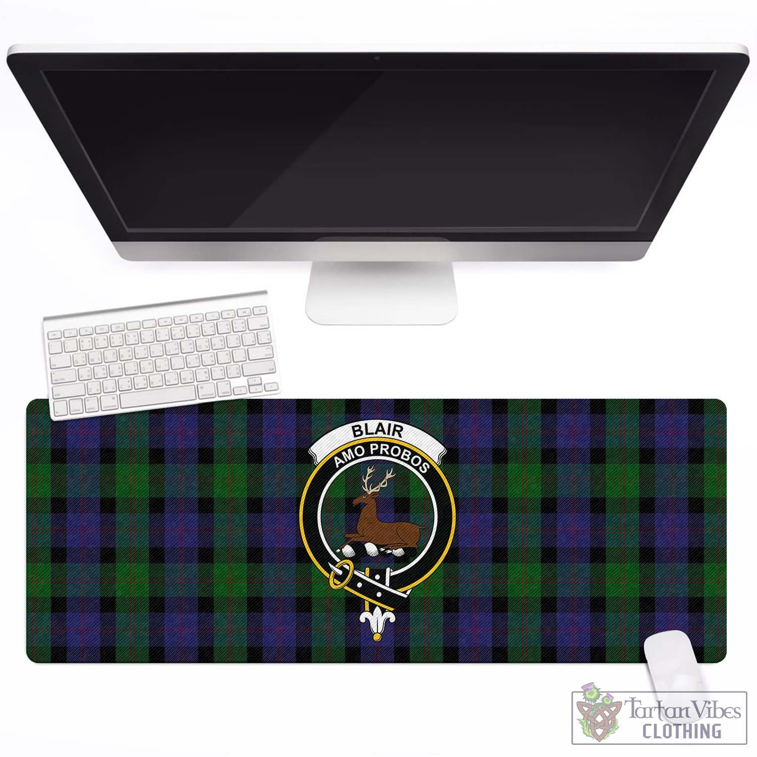 Tartan Vibes Clothing Blair Tartan Mouse Pad with Family Crest
