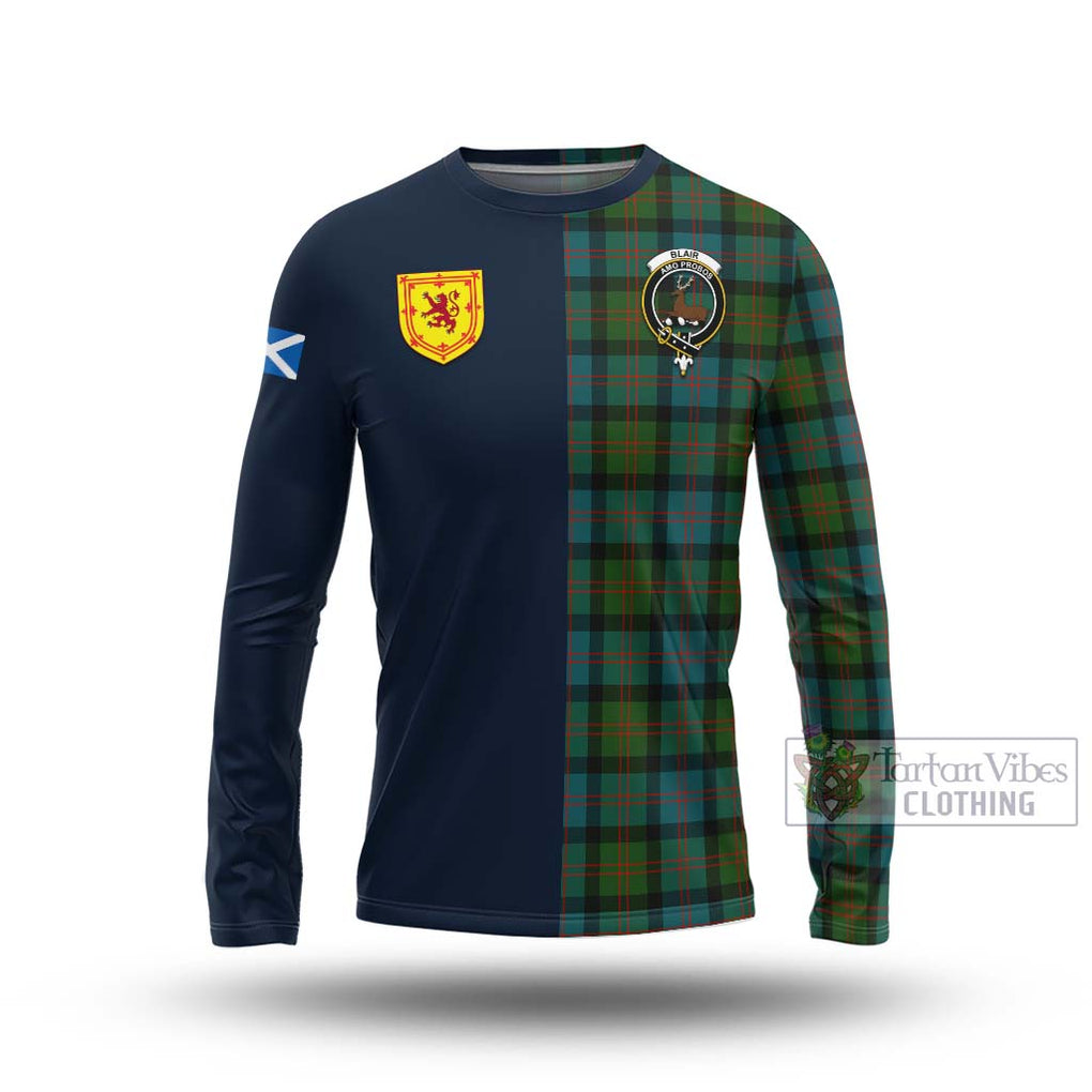 Tartan Vibes Clothing Blair Ancient Tartan Long Sleeve T-Shirt with Scottish Lion Royal Arm Half Style