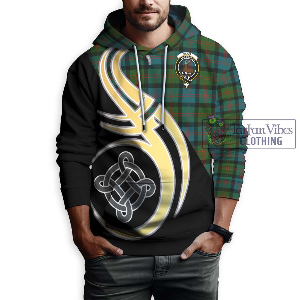 Blair Ancient Tartan Hoodie with Family Crest and Celtic Symbol Style Zip Hoodie - Tartan Vibes Clothing