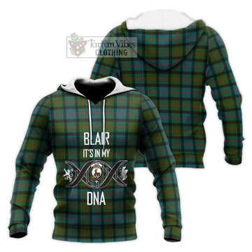 Blair Ancient Tartan Knitted Hoodie with Family Crest DNA In Me Style