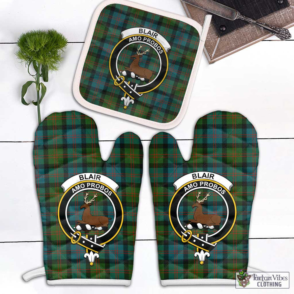 Blair Ancient Tartan Combo Oven Mitt & Pot-Holder with Family Crest Combo 1 Oven Mitt & 1 Pot-Holder White - Tartan Vibes Clothing