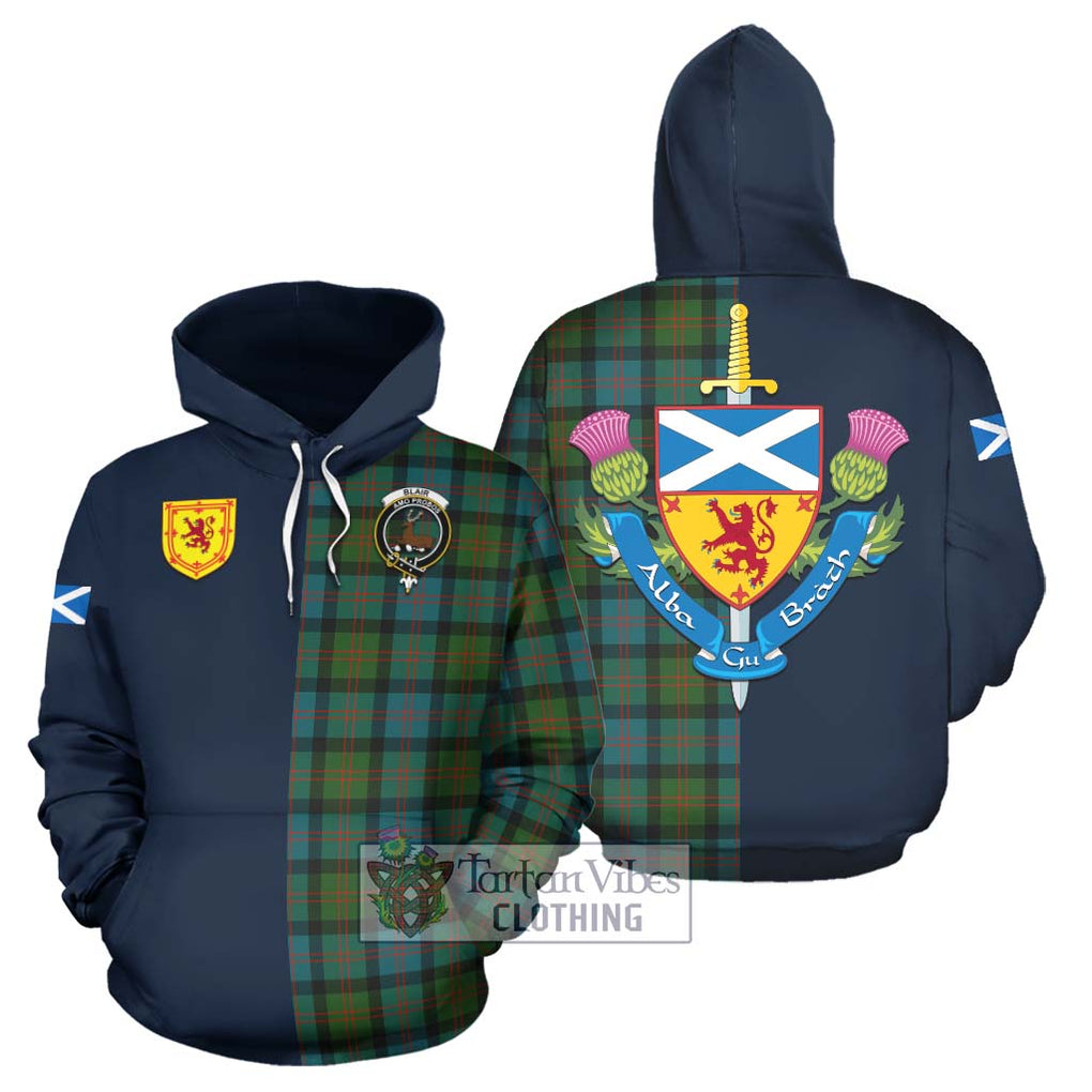 Tartan Vibes Clothing Blair Ancient Tartan Hoodie with Scottish Lion Royal Arm Half Style