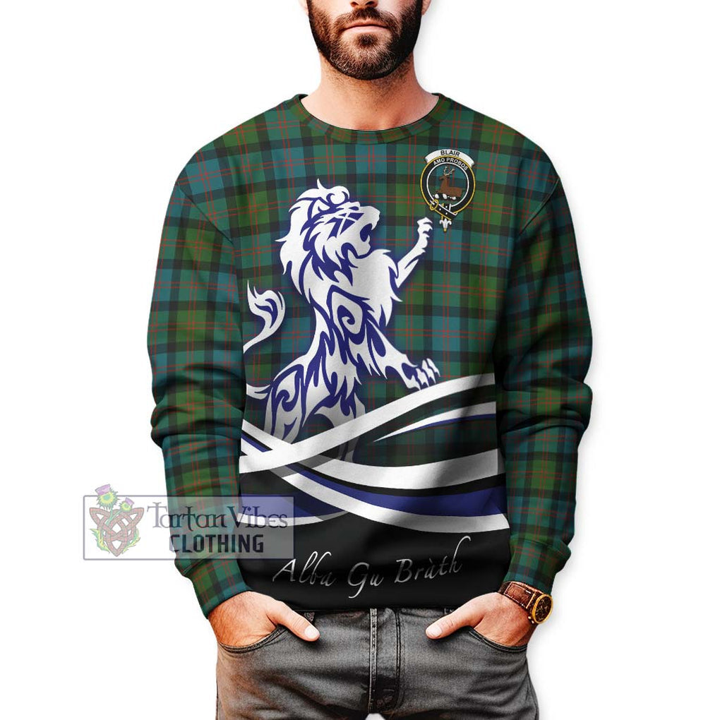 Blair Ancient Tartan Sweatshirt with Alba Gu Brath Regal Lion Emblem Unisex - Tartanvibesclothing Shop
