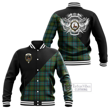 Blair Ancient Tartan Baseball Jacket with Family Crest and Military Logo Style