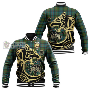 Blair Ancient Tartan Baseball Jacket with Family Crest Celtic Wolf Style