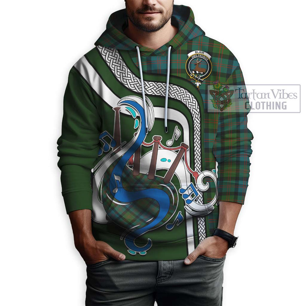 Blair Ancient Tartan Hoodie with Epic Bagpipe Style Zip Hoodie - Tartanvibesclothing Shop