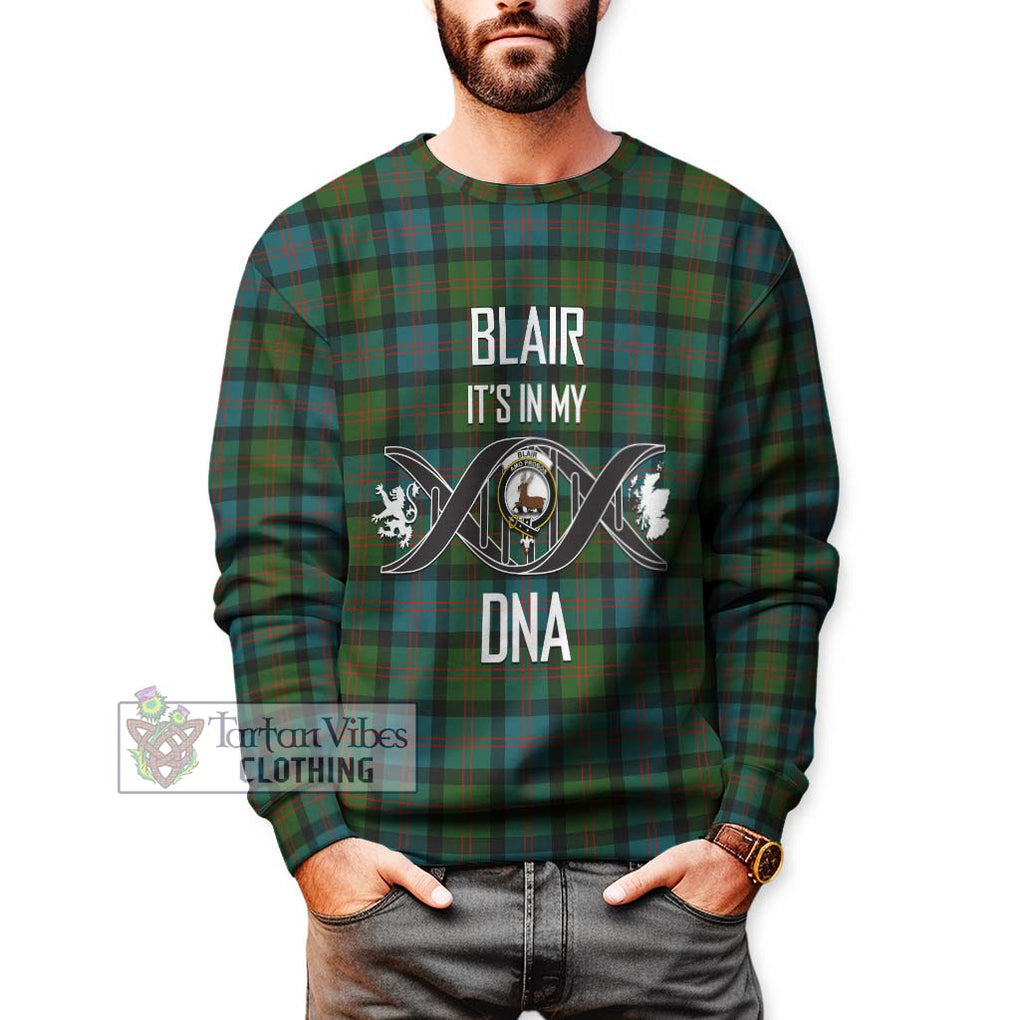 Blair Ancient Tartan Sweatshirt with Family Crest DNA In Me Style Unisex - Tartanvibesclothing Shop
