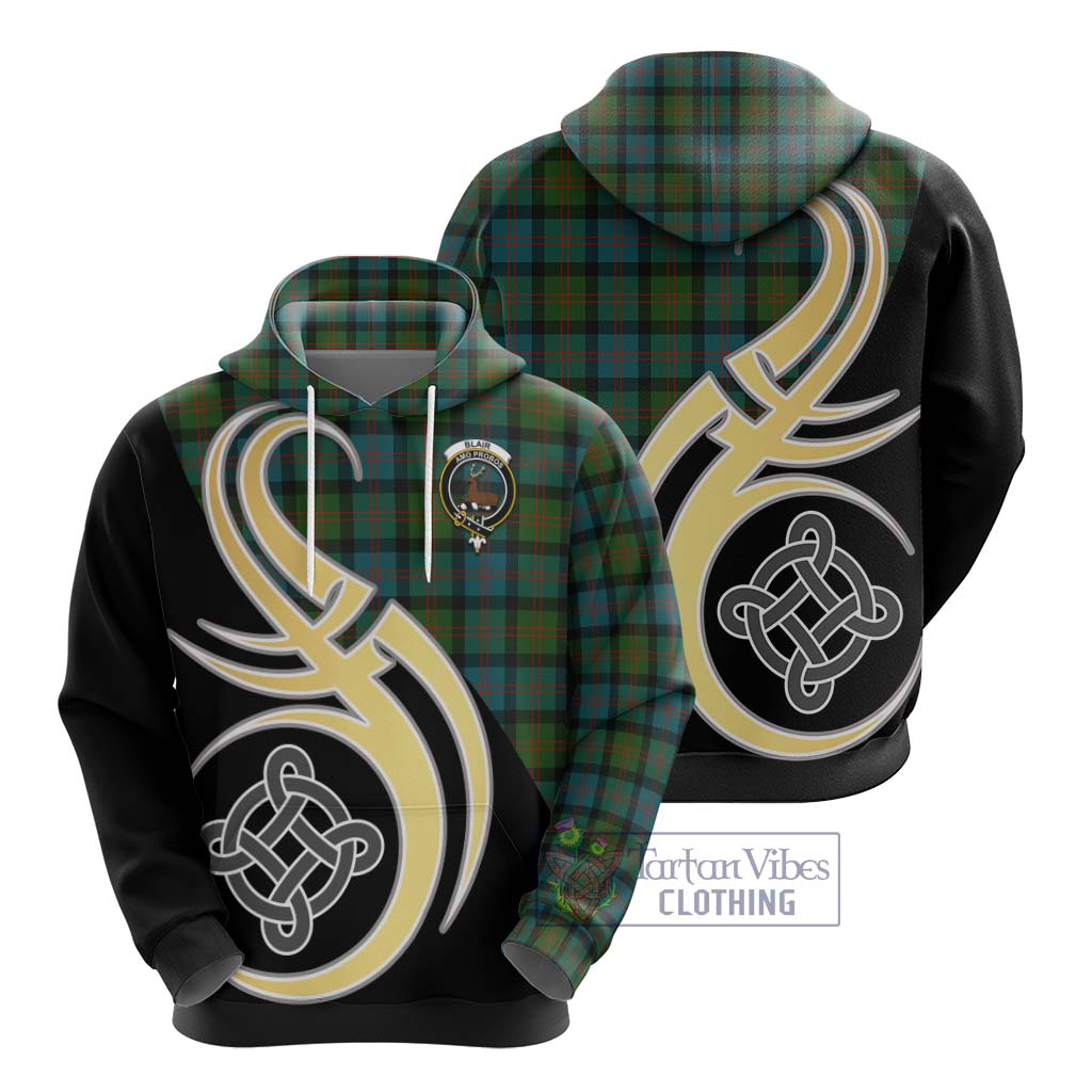 Blair Ancient Tartan Hoodie with Family Crest and Celtic Symbol Style - Tartan Vibes Clothing