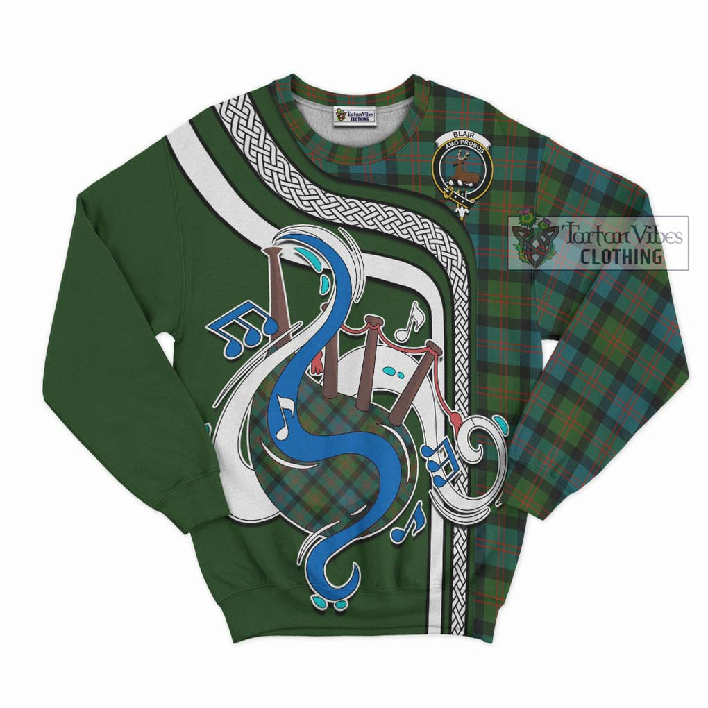 Blair Ancient Tartan Sweatshirt with Epic Bagpipe Style - Tartanvibesclothing Shop