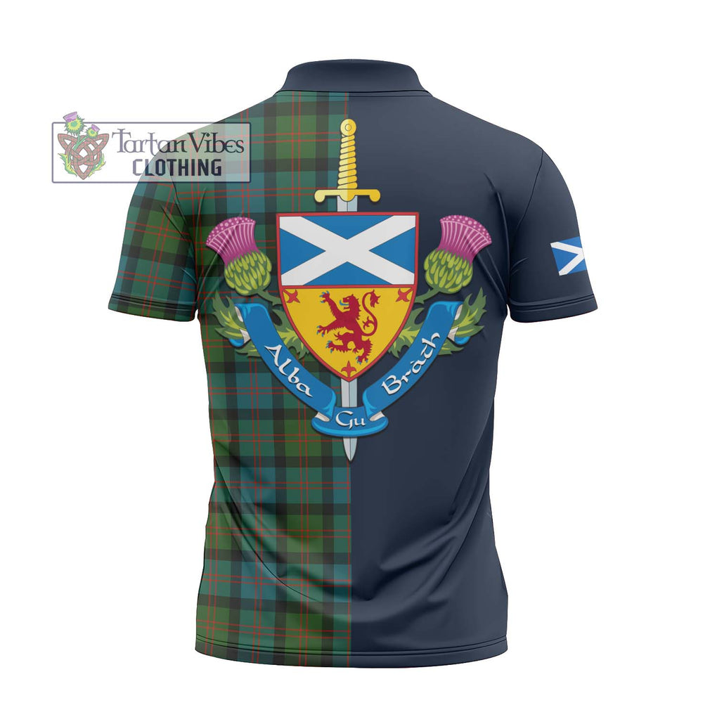 Blair Ancient Tartan Zipper Polo Shirt Alba with Scottish Lion Royal Arm Half Style - Tartan Vibes Clothing