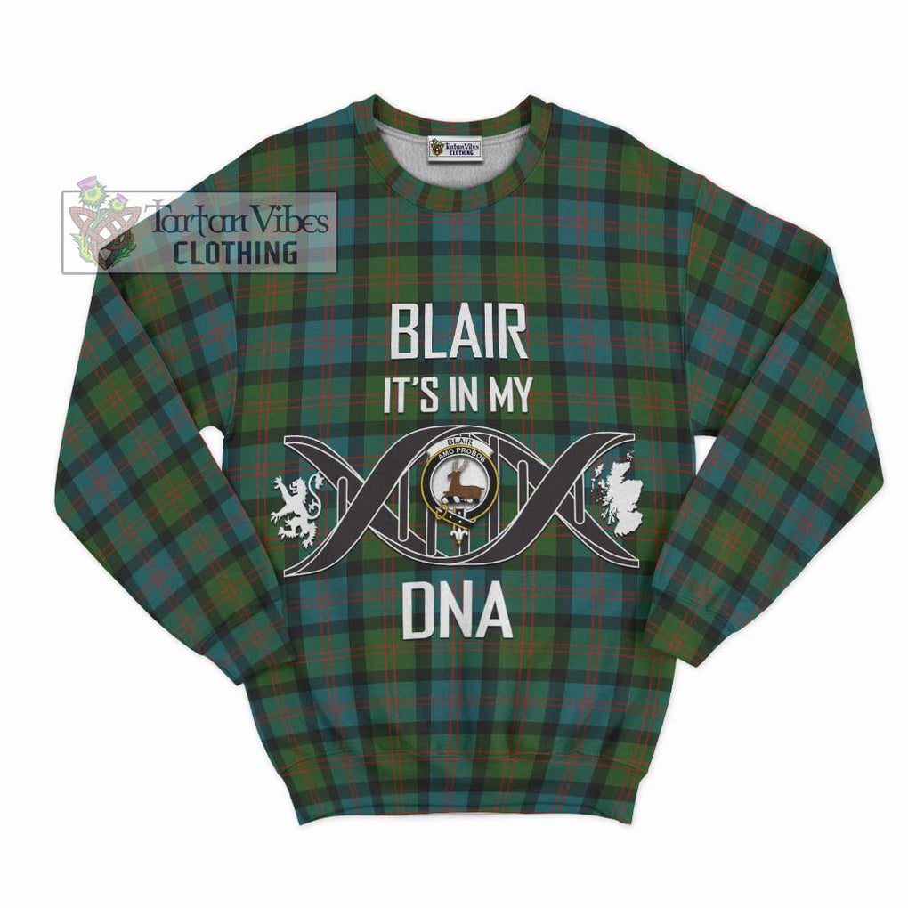 Blair Ancient Tartan Sweatshirt with Family Crest DNA In Me Style - Tartanvibesclothing Shop
