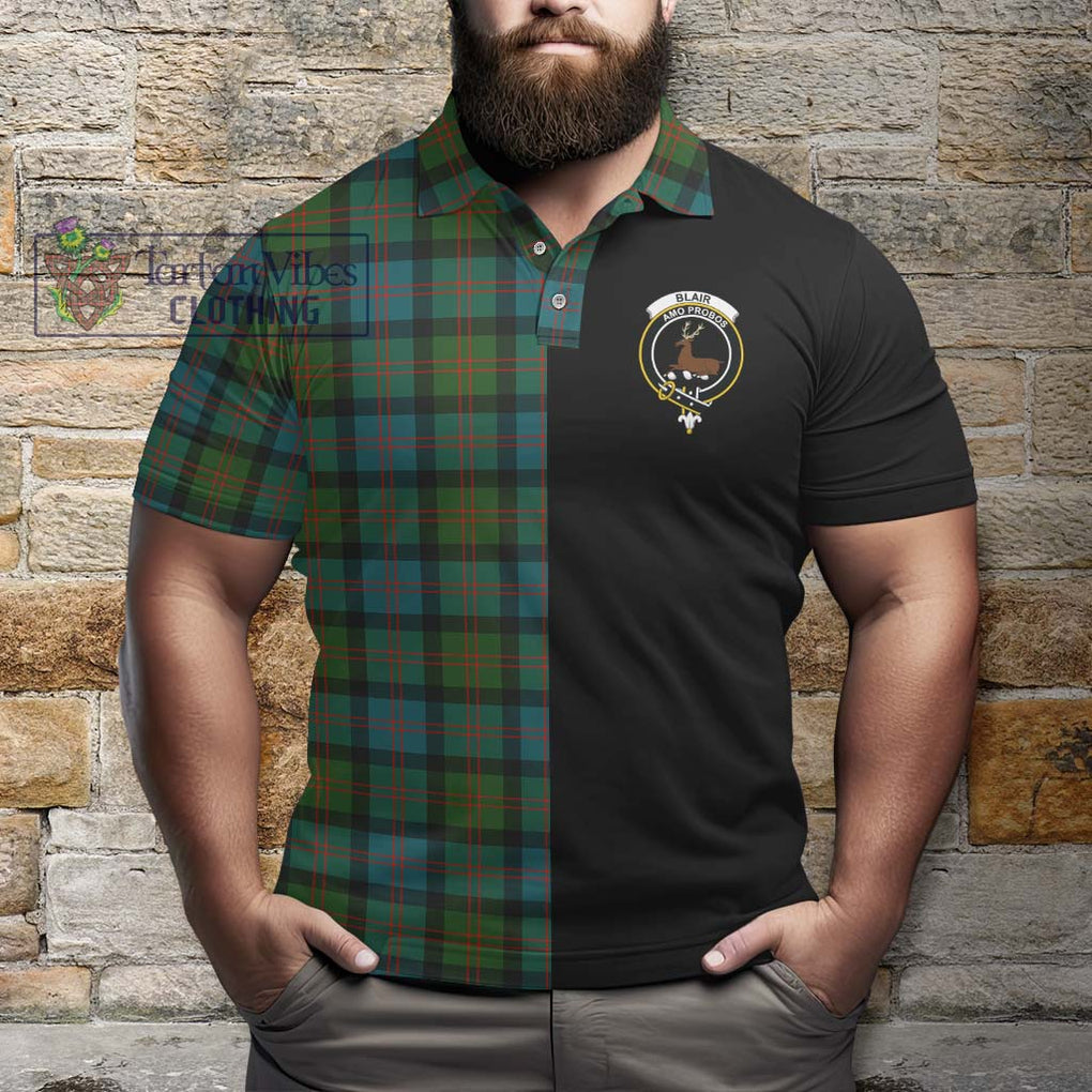 Blair Ancient Tartan Polo Shirt with Family Crest and Half Of Me Style - Tartanvibesclothing Shop