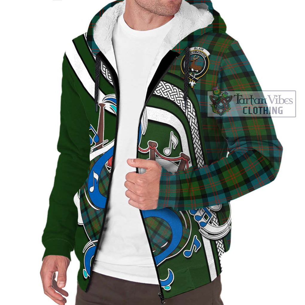 Blair Ancient Tartan Sherpa Hoodie with Epic Bagpipe Style Unisex - Tartanvibesclothing Shop