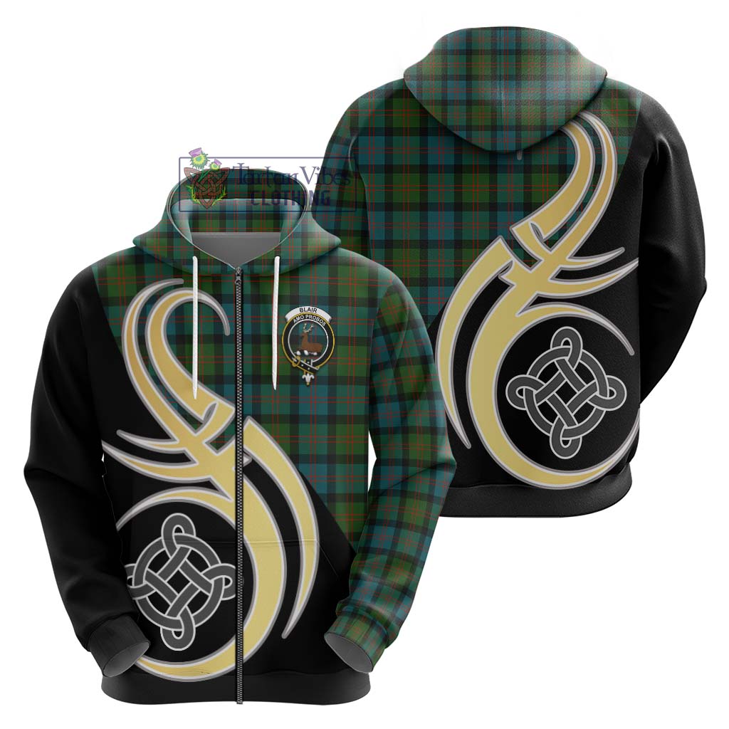 Blair Ancient Tartan Hoodie with Family Crest and Celtic Symbol Style - Tartan Vibes Clothing