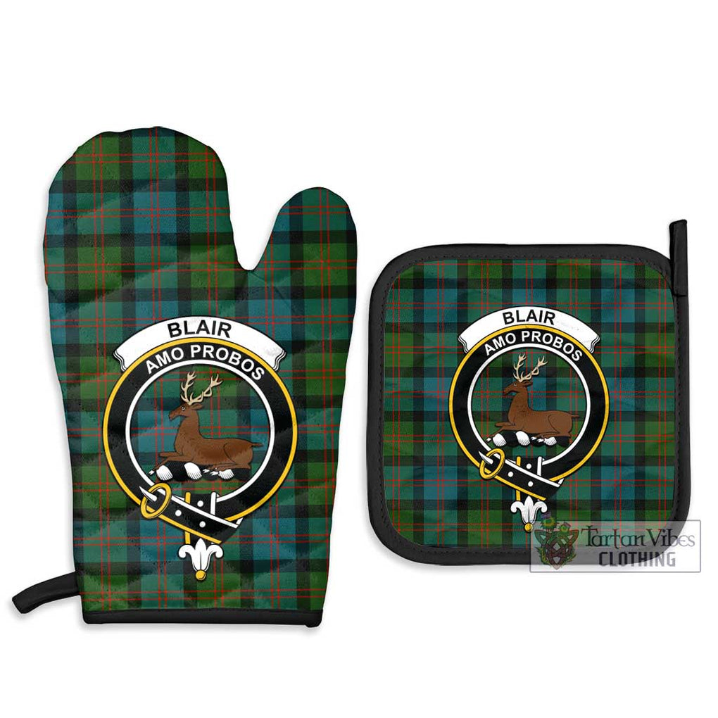 Blair Ancient Tartan Combo Oven Mitt & Pot-Holder with Family Crest Combo 1 Oven Mitt & 2 Pot-Holder Black - Tartan Vibes Clothing
