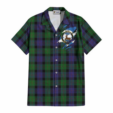 Blair Clan Crest In Me Tartan Cotton Hawaiian Shirt Scotland Flag Style