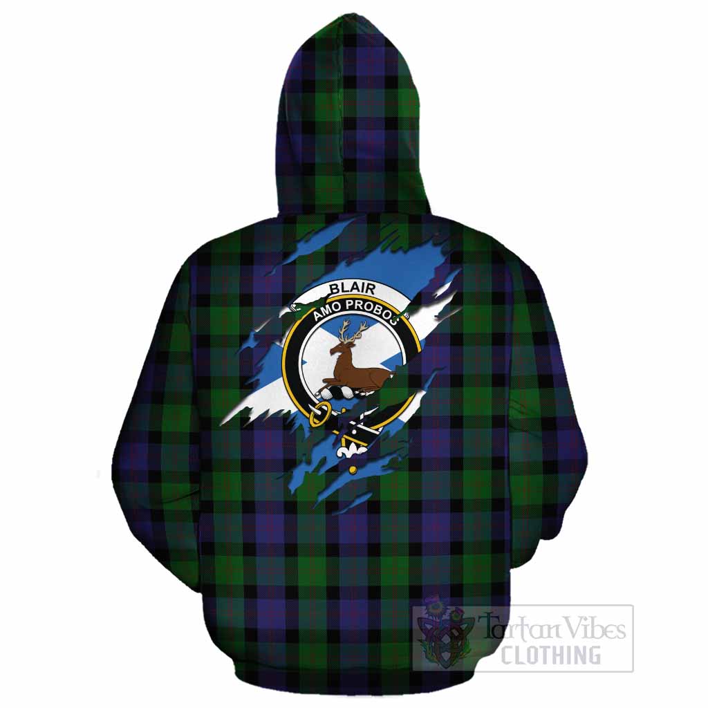 Blair Clan Crest In Me Tartan Cotton Hoodie Scotland Flag Style