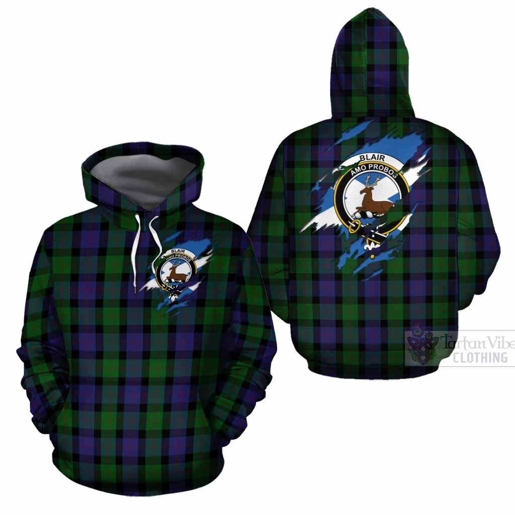 Blair Clan Crest In Me Tartan Cotton Hoodie Scotland Flag Style