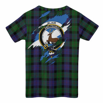 Blair Clan Crest In Me Tartan Kid T-shirt Scotland Flag Style