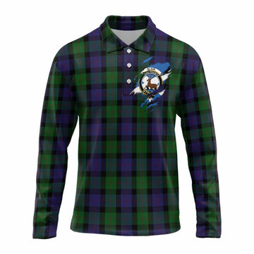 Blair Clan Crest In Me Tartan Long Sleeve Polo Shirt Scotland Flag Style