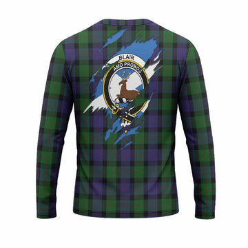 Blair Clan Crest In Me Tartan Long Sleeve T-Shirt Scotland Flag Style