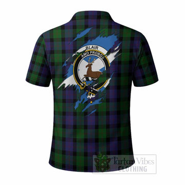 Blair Clan Crest In Me Tartan Polo Shirt Scotland Flag Style