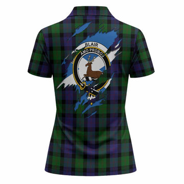 Blair Clan Crest In Me Tartan Women Polo Shirt Scotland Flag Style