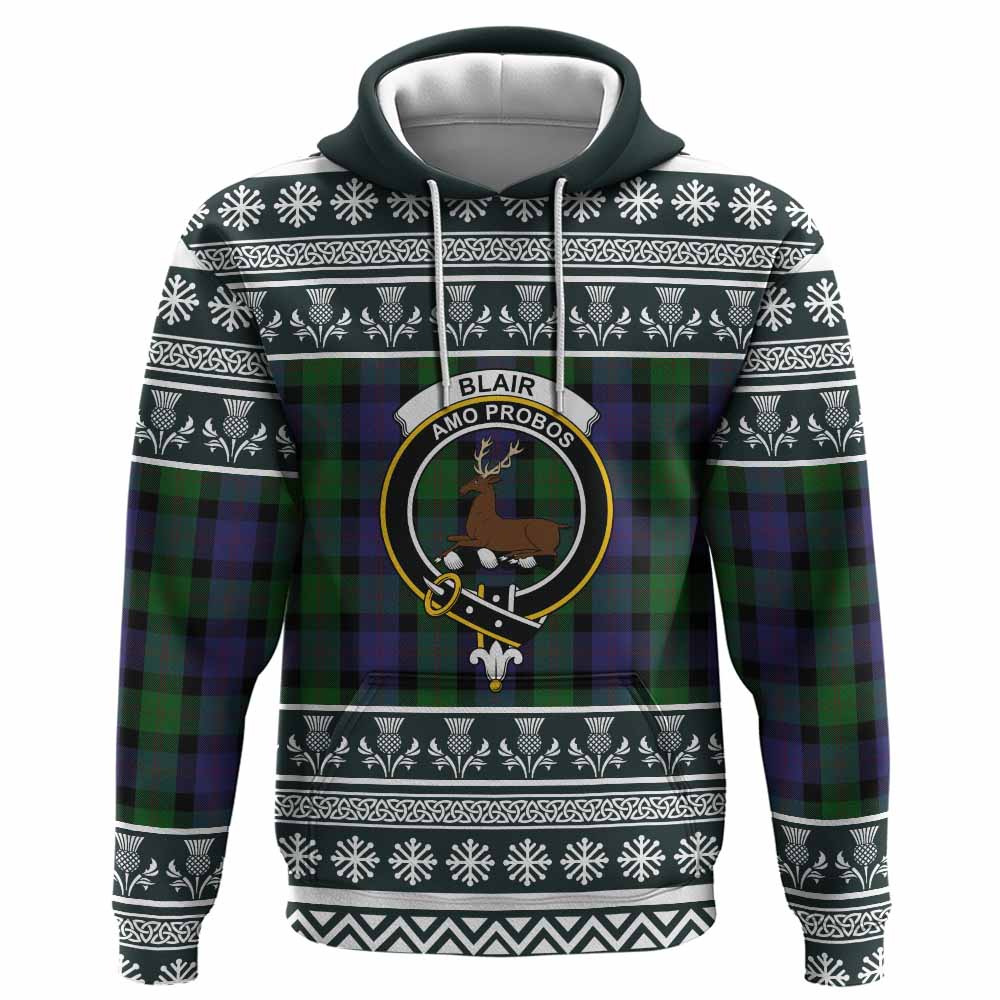 Blair Clan Tartan Christmas Hoodie with Family Crest - Tartan Vibes Clothing