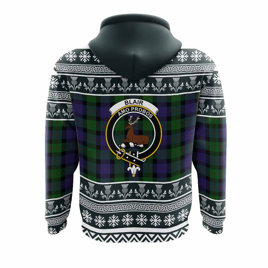 Blair Clan Tartan Christmas Hoodie with Family Crest - Tartan Vibes Clothing