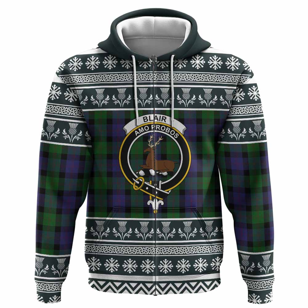 Blair Clan Tartan Christmas Hoodie with Family Crest - Tartan Vibes Clothing