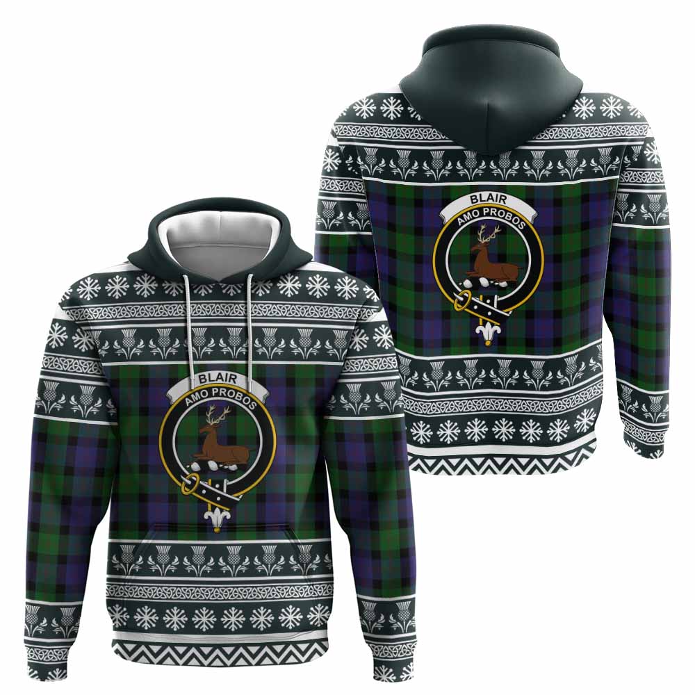 Blair Clan Tartan Christmas Hoodie with Family Crest - Tartan Vibes Clothing