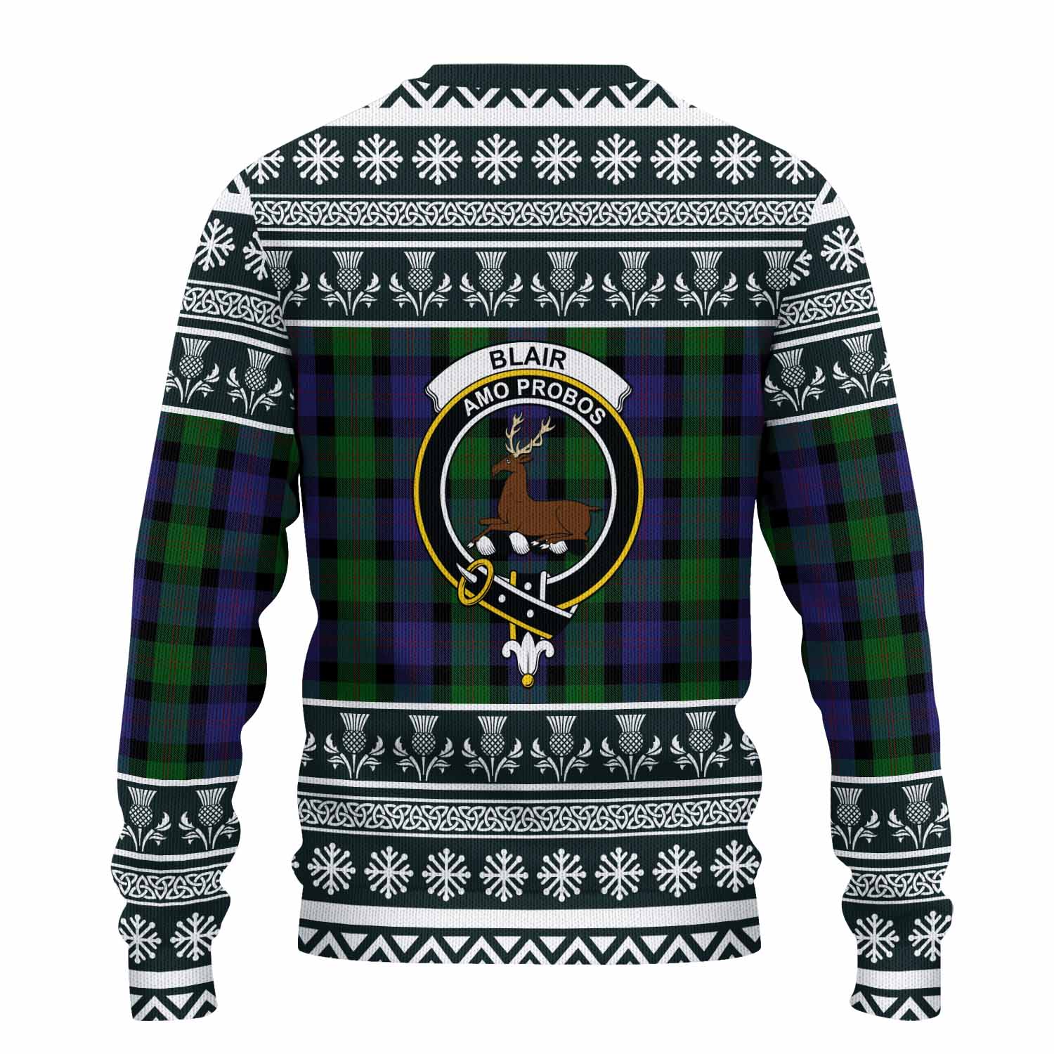 Blair Clan Tartan Christmas Ugly Sweater with Family Crest - Tartan Vibes Clothing