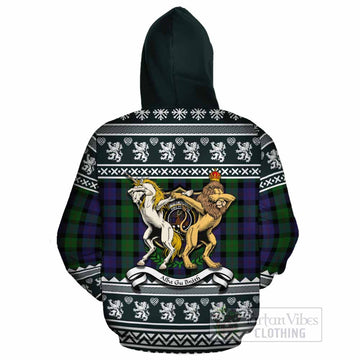 Blair Clan Tartan Crest Christmas Cotton Hoodie Coat of Arms Funny Style
