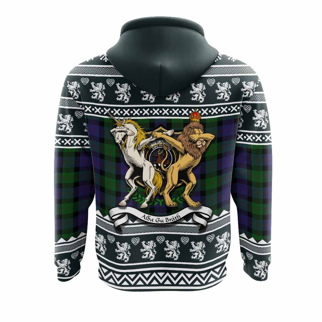 Blair Clan Tartan Crest Christmas Hoodie Coat of Arms Funny Style - Tartan Vibes Clothing