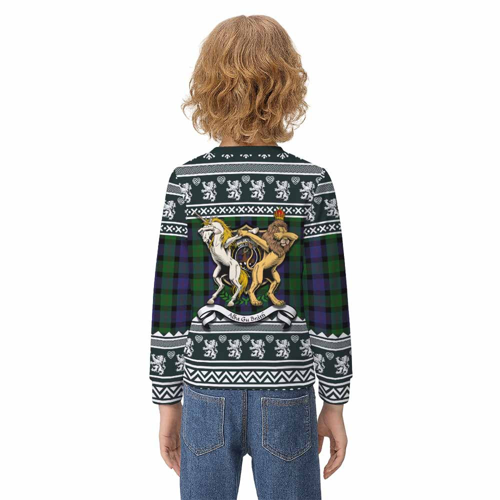 Blair Clan Tartan Crest Christmas Kid Ugly Sweatshirt Coat of Arms Funny Style - Tartan Vibes Clothing