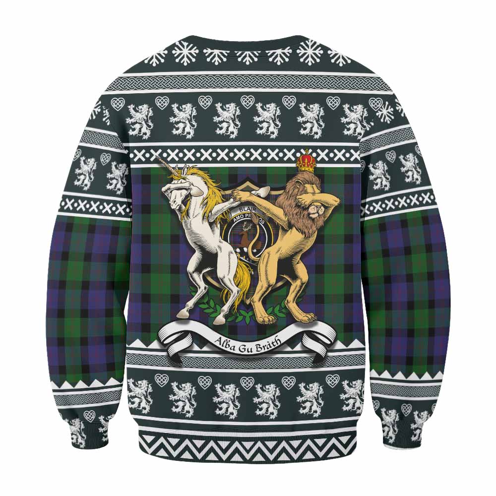 Blair Clan Tartan Crest Christmas Sweatshirt Coat of Arms Funny Style - Tartan Vibes Clothing