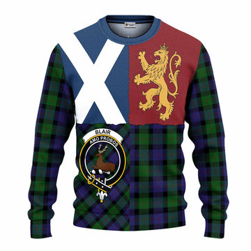 Blair Crest Tartan Knitted Sweater with Lion Rampant Saltire Style