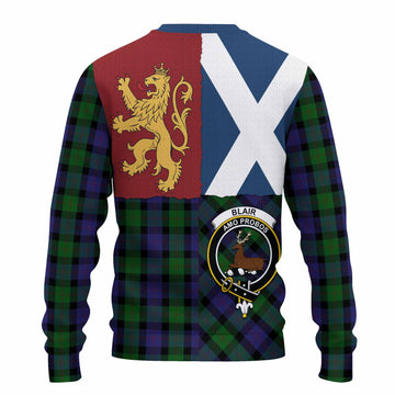 Blair Crest Tartan Knitted Sweater with Lion Rampant Saltire Style
