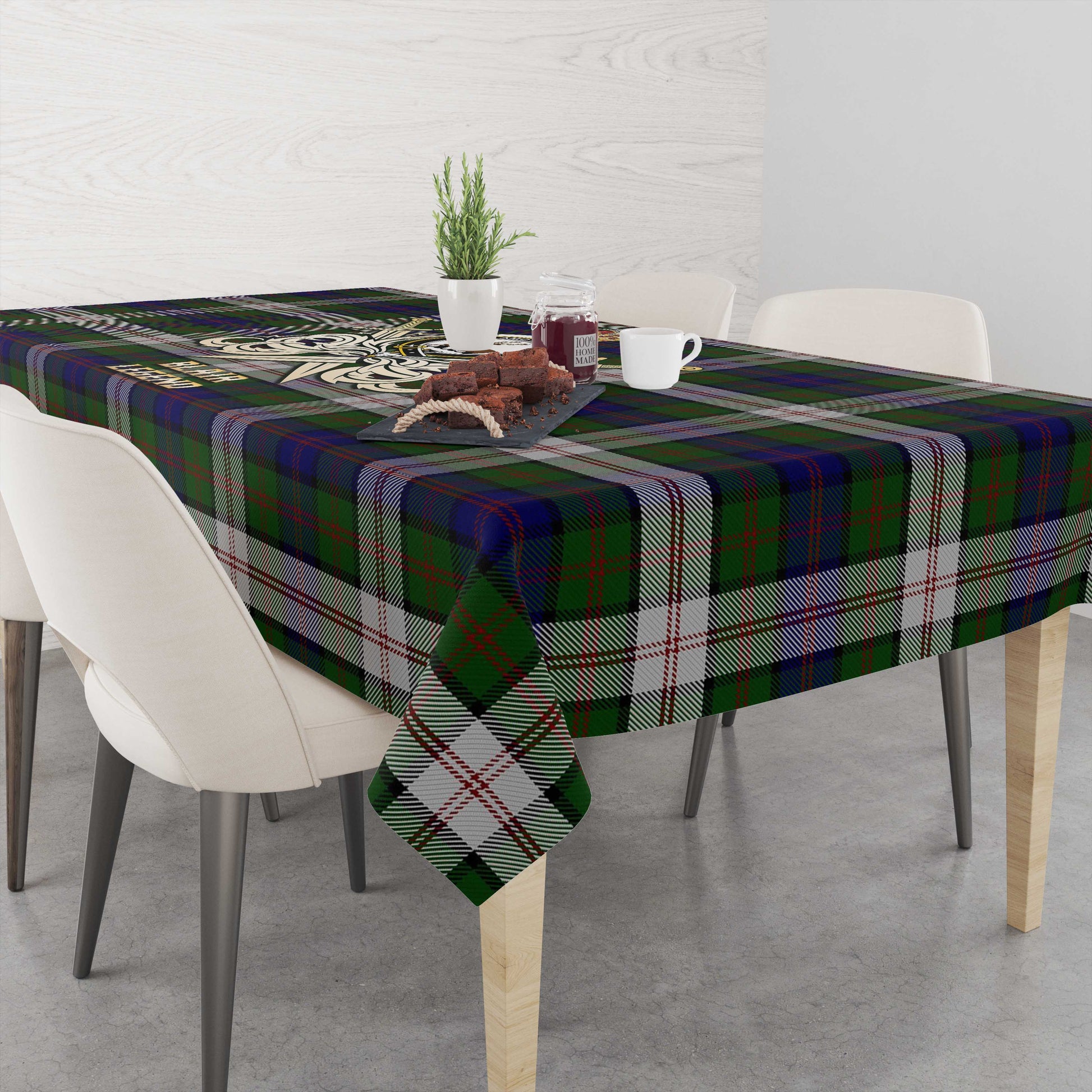Tartan Vibes Clothing Blair Dress Tartan Tablecloth with Clan Crest and the Golden Sword of Courageous Legacy