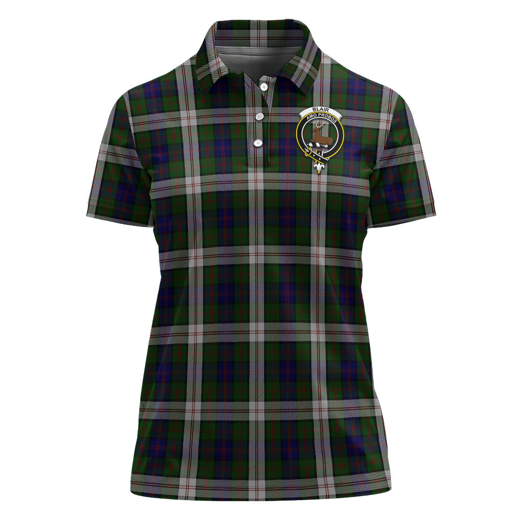 Blair Dress Tartan Polo Shirt with Family Crest For Women - Tartanvibesclothing