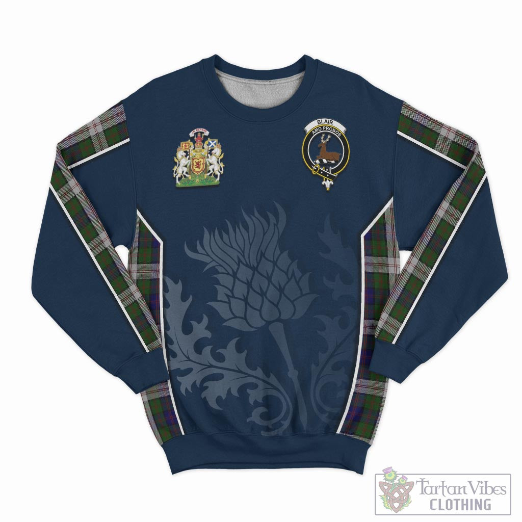 Tartan Vibes Clothing Blair Dress Tartan Sweatshirt with Family Crest and Scottish Thistle Vibes Sport Style