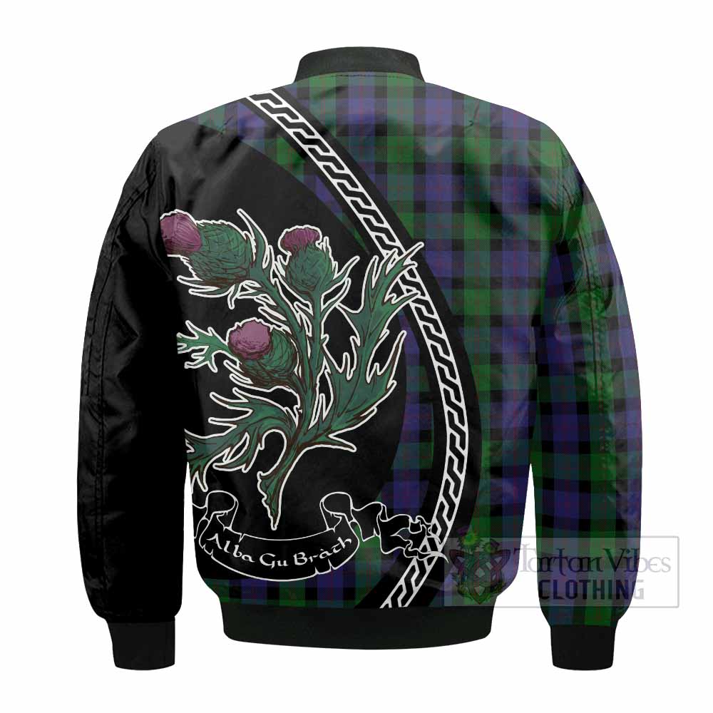 Blair Family Crest Tartan Bomber Jacket Alba Thistle Inspired - Tartan Vibes Clothing