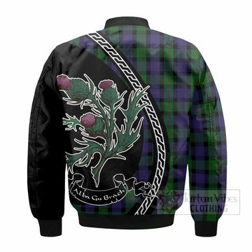 Blair Family Crest Tartan Bomber Jacket Alba Thistle Inspired