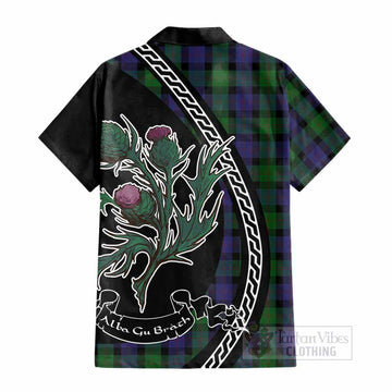 Blair Family Crest Tartan Cotton Hawaiian Shirt Alba Thistle Inspired - Tartan Vibes Clothing